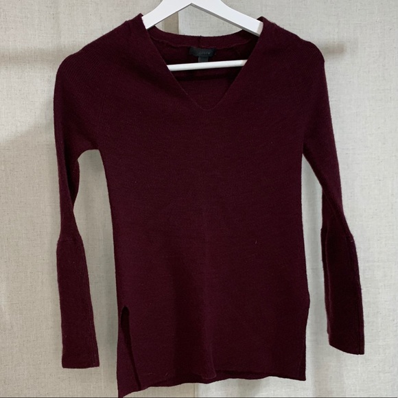 J. CREW Peplum Sleeve Sweater in Maroon - Picture 4 of 8